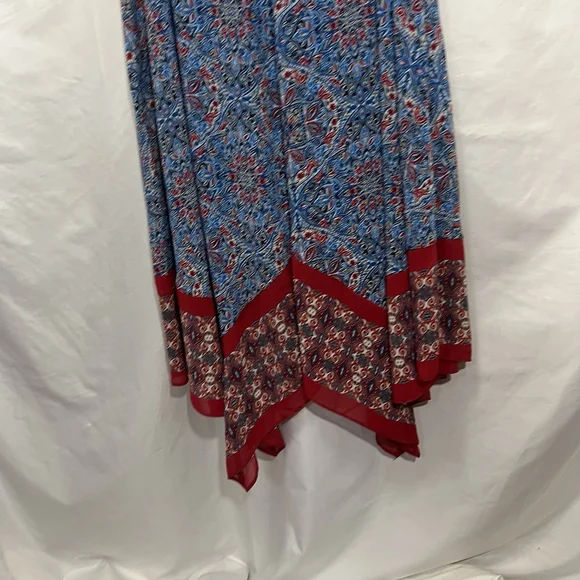 Catherines Dress Size 1X Blue Red Floral Sleeveless Chiffon Midi Boho Casual - Picture 4 of 11